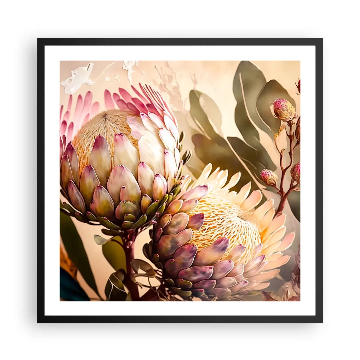 Poster in een zwarte lijst - Teeder omarmd - 60x60 cm