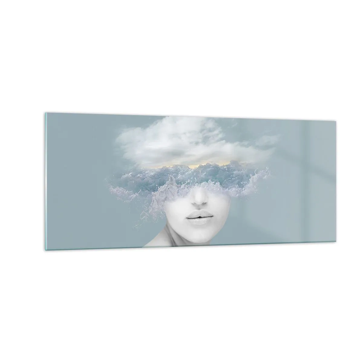Schilderen op glas - Met hoofd in de wolken - 100x40 cm