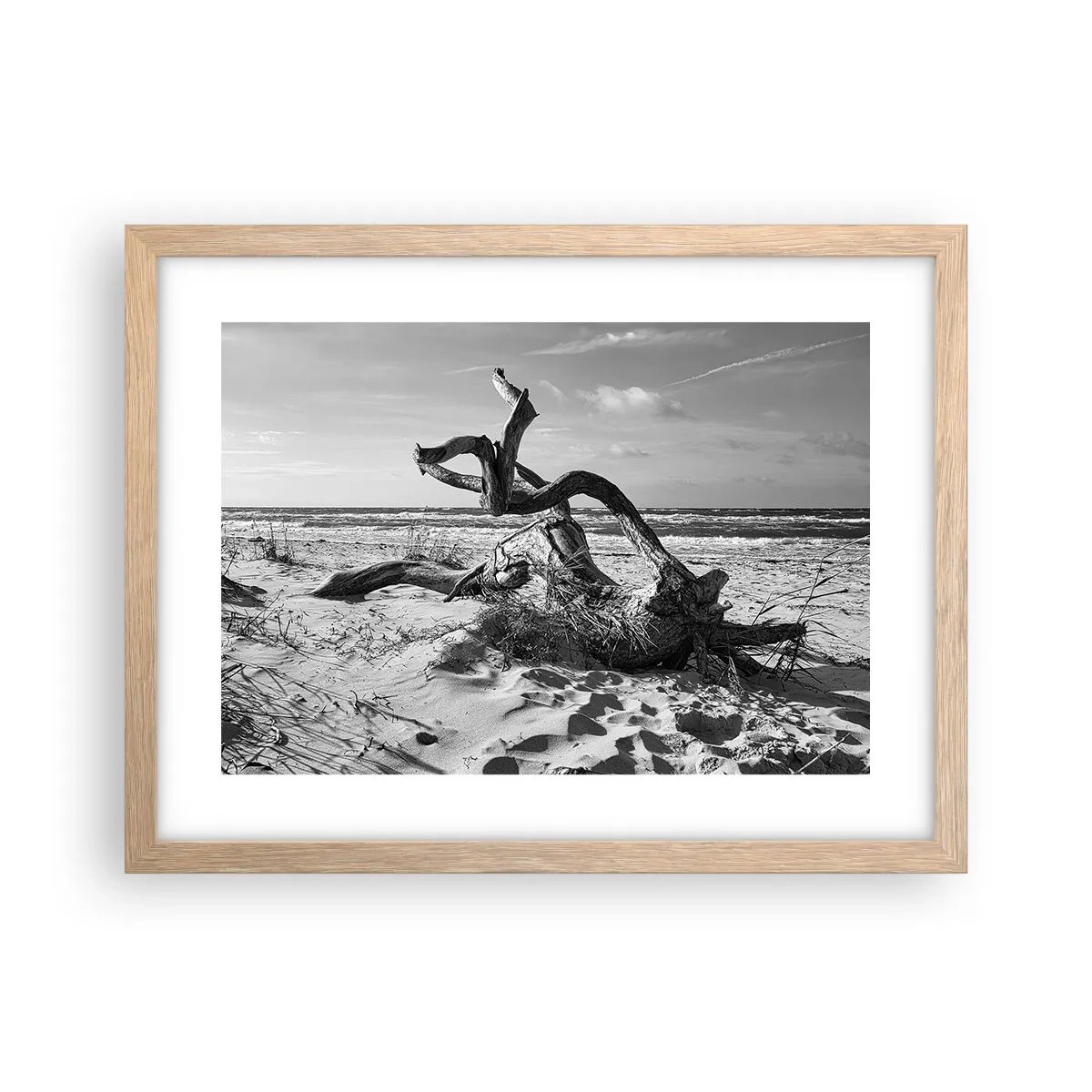 Een poster in een licht eiken lijst - Zee sculptuur - 40x30 cm