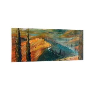 Schilderen op glas - Toscaans landschap - 100x40 cm