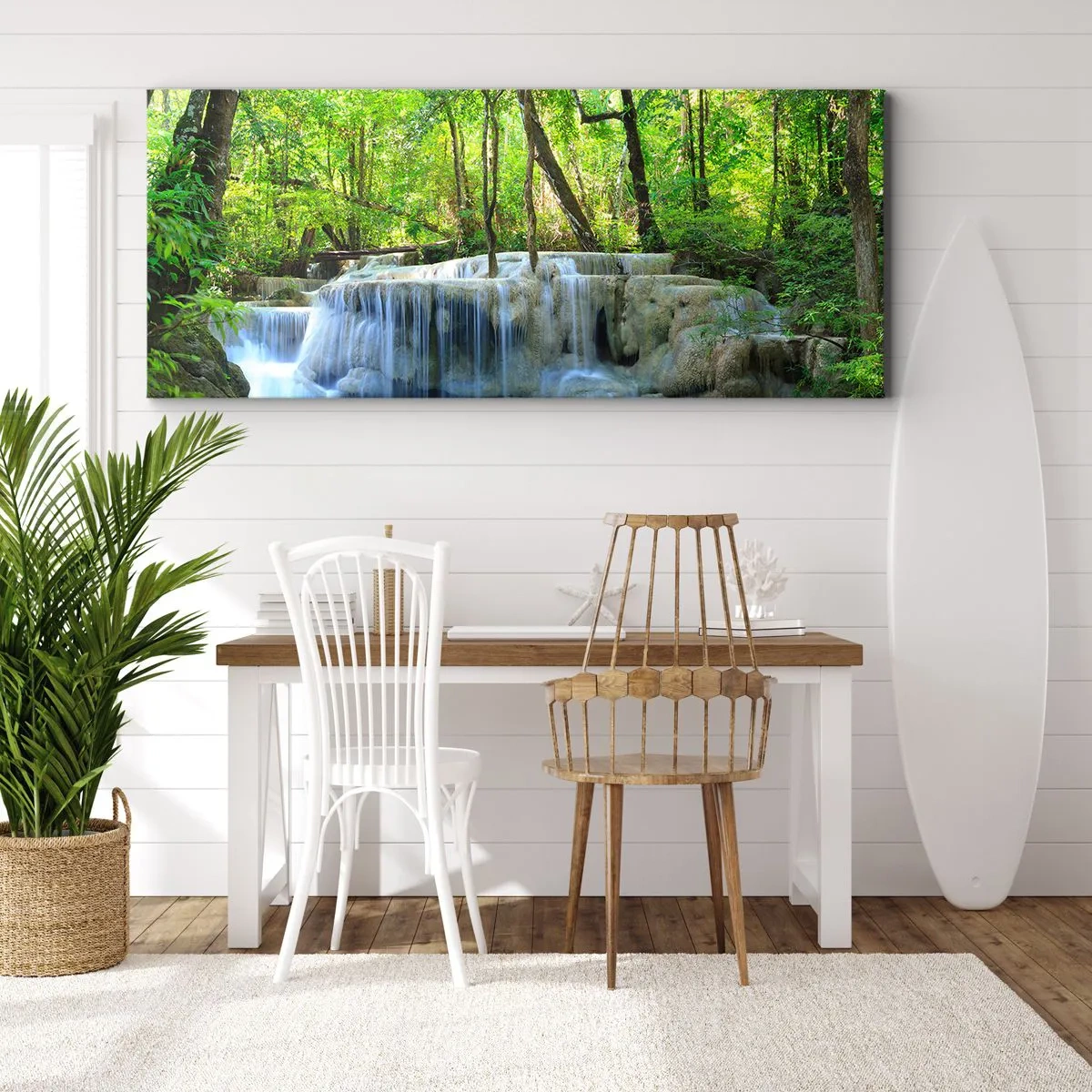 Schilderen op canvas - Verdrinken in turkoois en groen - 100x40 cm
