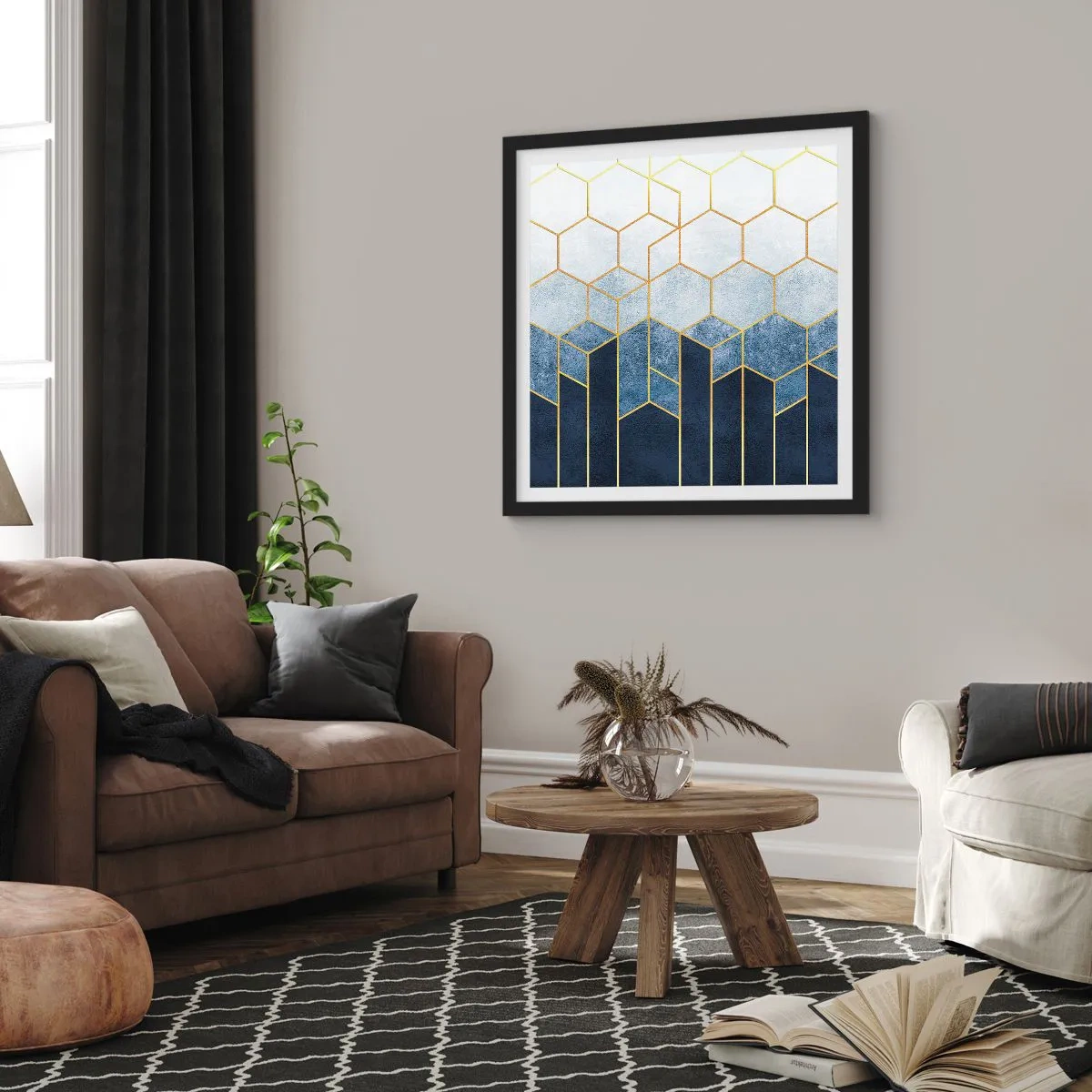 Poster in een zwarte lijst - Compositie in een gesyncopeerd ritme - 50x50 cm