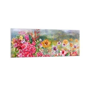 Schilderen op glas - Een tuin die gek is geworden - 140x50 cm