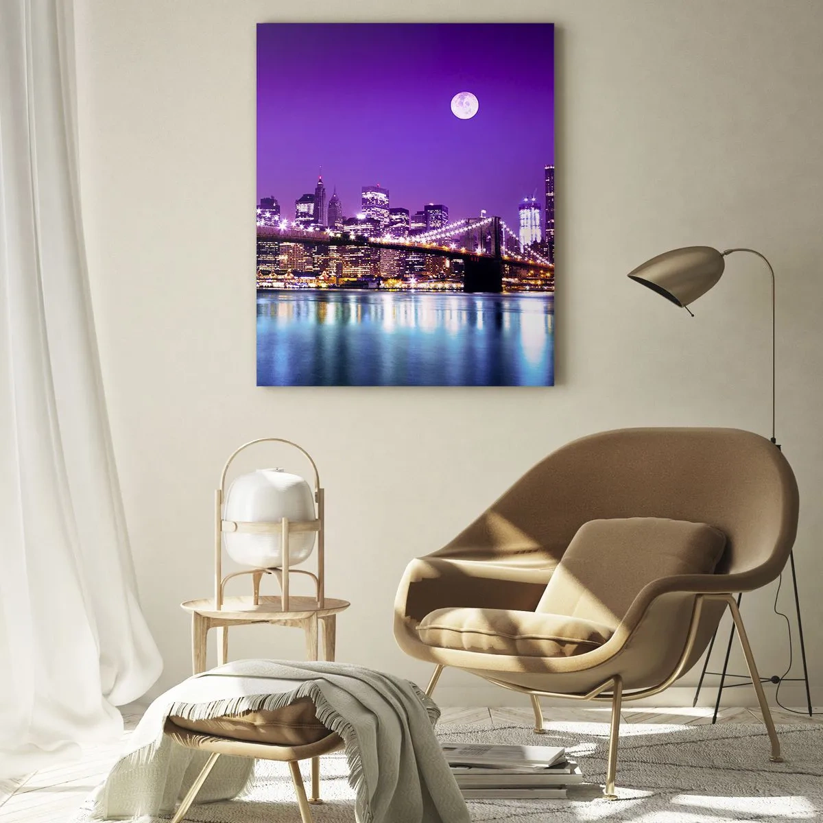 Schilderen op glas - De lichten van de grote stad in paars - 50x70 cm