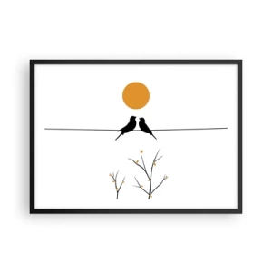 Poster in een zwarte lijst - Nachtegalen avond - 70x50 cm