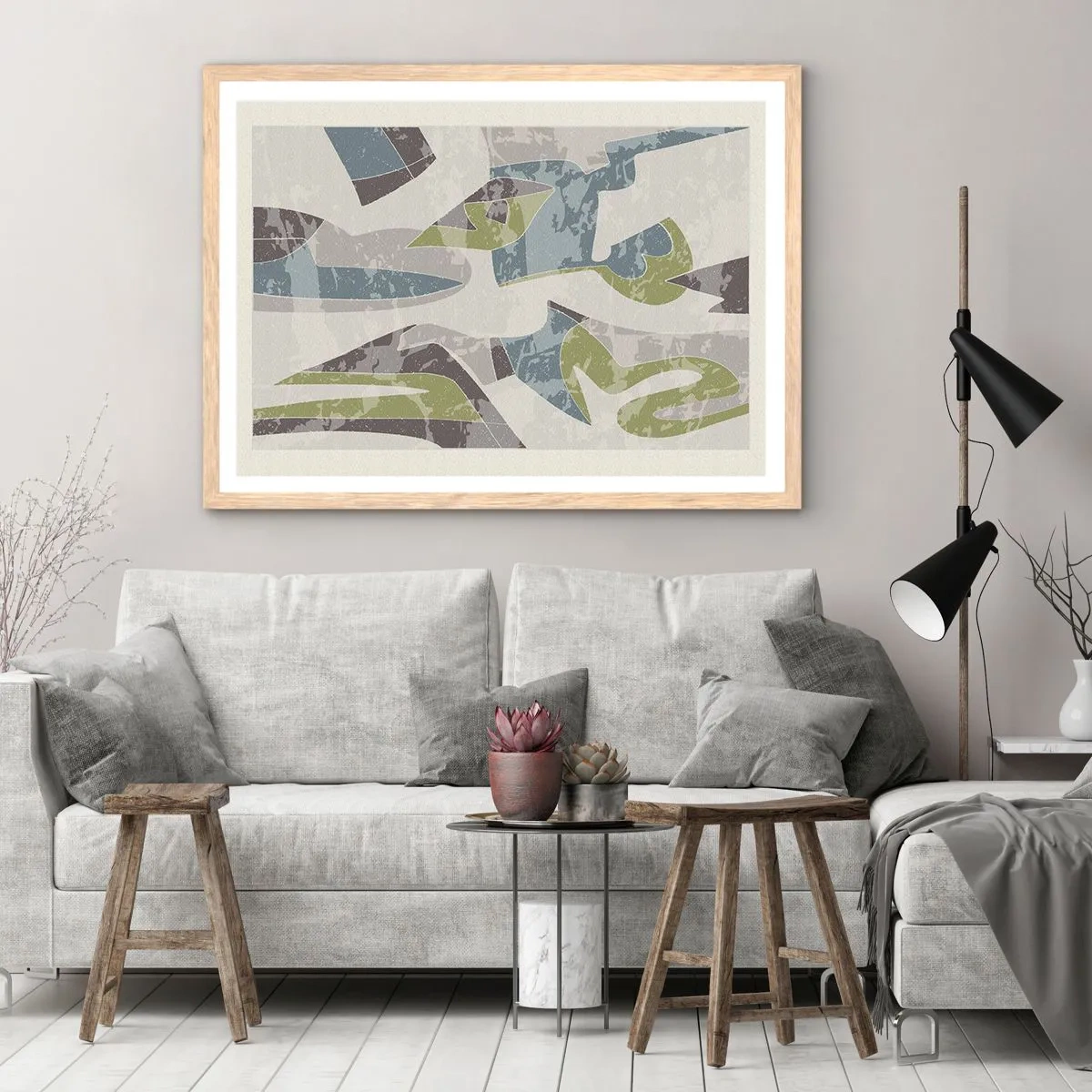 Een poster in een licht eiken lijst - Compositie achter het glas - 100x70 cm