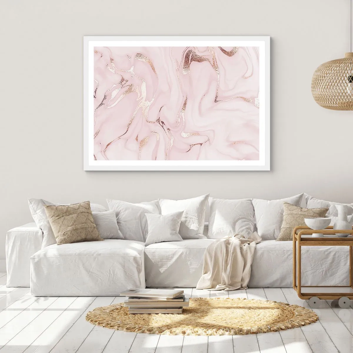 Poster in een witte lijst - In een roze sjaal - 40x30 cm