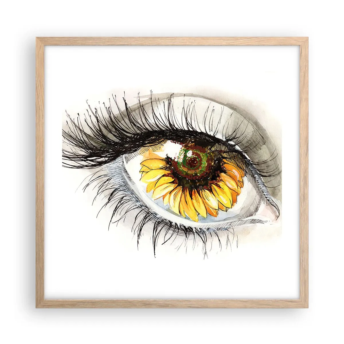 Een poster in een licht eiken lijst - Een look zo warm als de zomer - 50x50 cm