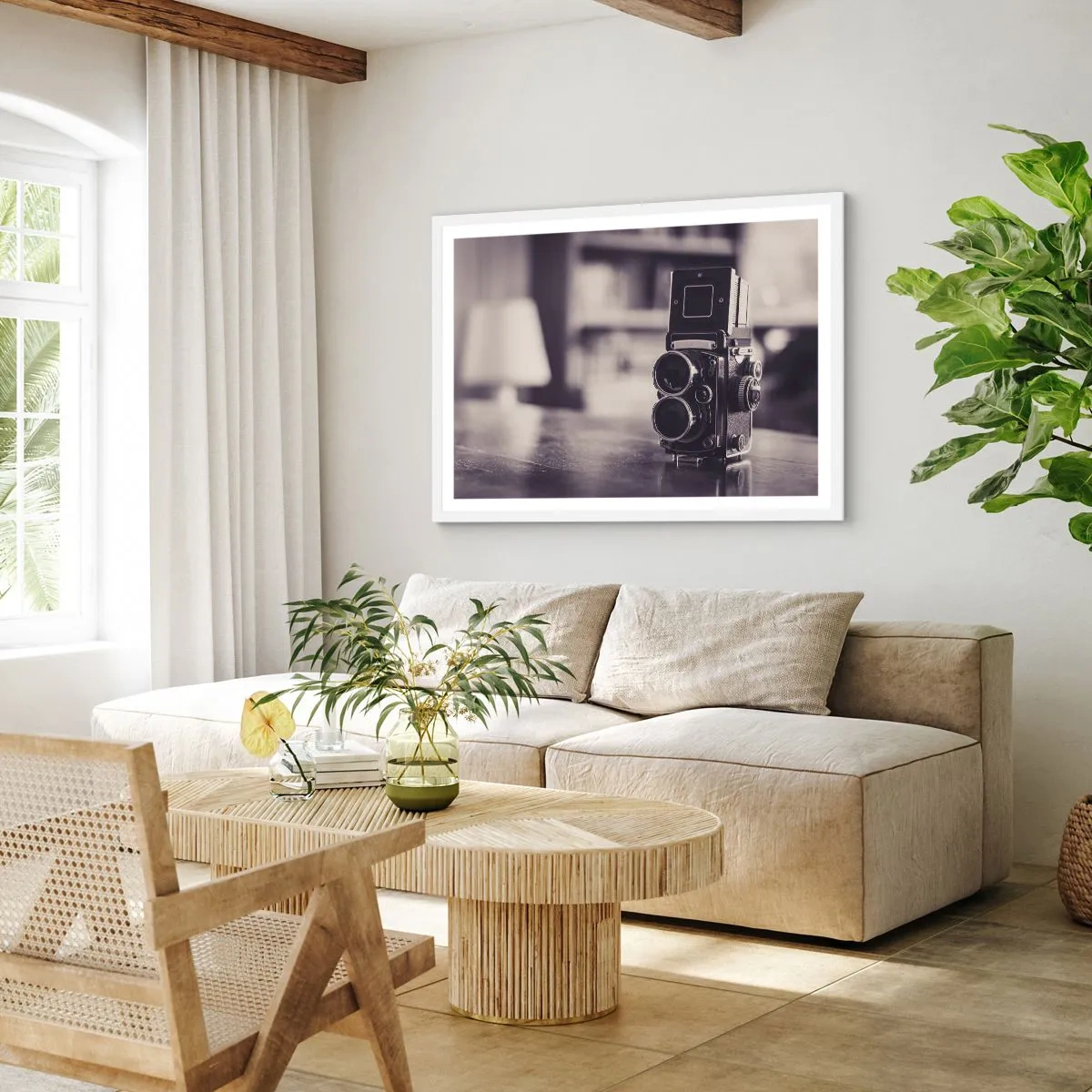 Poster in een witte lijst - De magie van oude fotografie - 100x70 cm