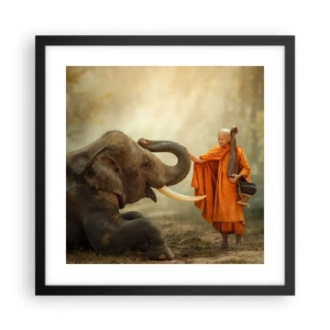 Poster in een zwarte lijst - Ontmoeting tijdens een reis - 40x40 cm