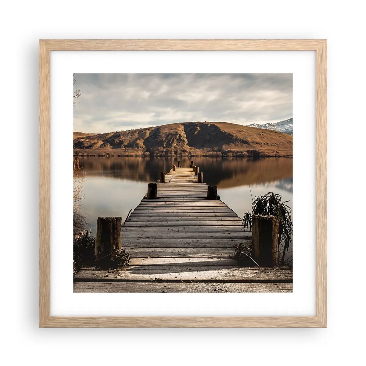 Een poster in een licht eiken lijst - Landschap in stilte - 40x40 cm