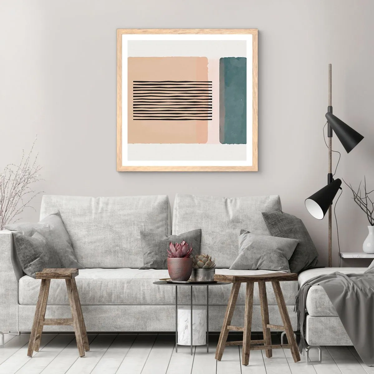 Een poster in een licht eiken lijst - Alles is oke - 40x40 cm