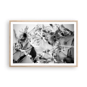 Een poster in een licht eiken lijst - Niet-boeket bloemen - 91x61 cm