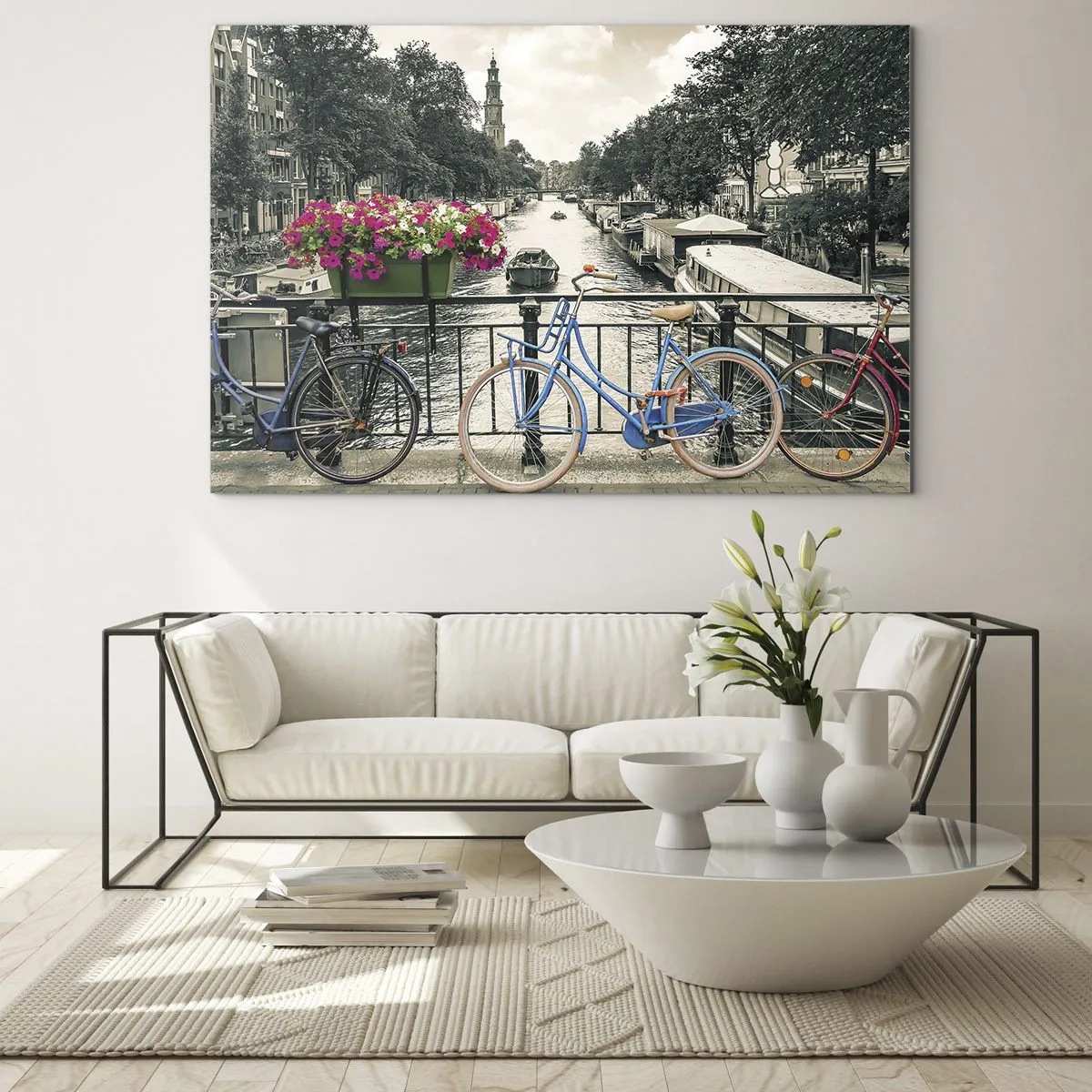 Schilderen op glas - De kleuren van de Amsterdamse straat - 100x70 cm