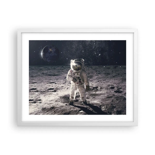 Poster in een witte lijst - Groetjes van de maan - 50x40 cm