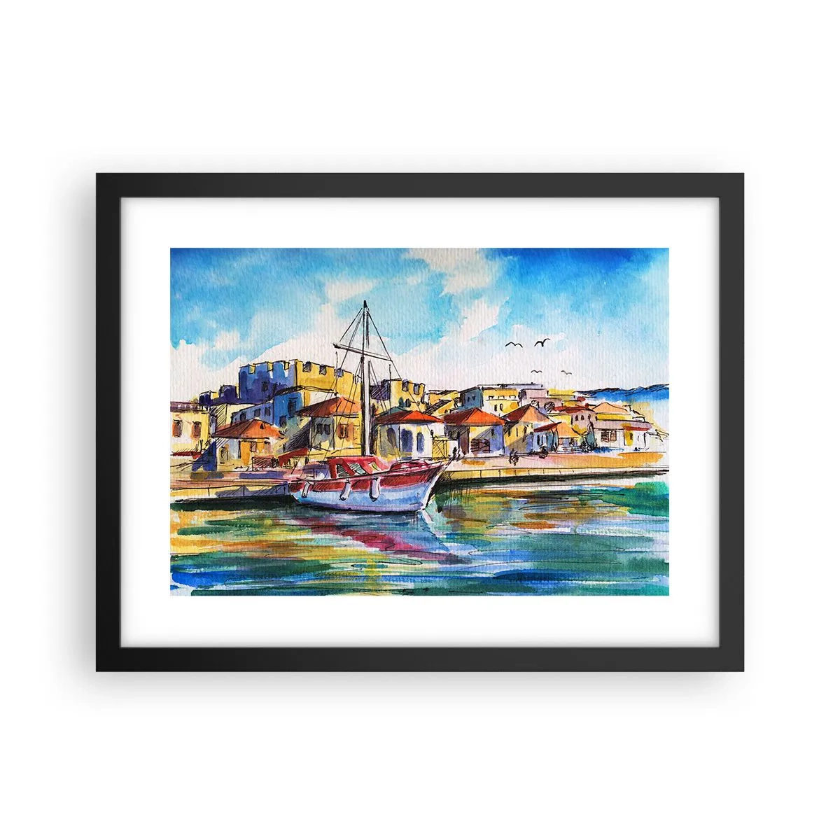 Poster in een zwarte lijst - Regenboogmiddag - 40x30 cm