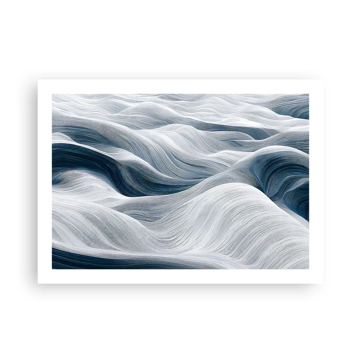 Poster - Witte en blauwe golven - 70x50 cm