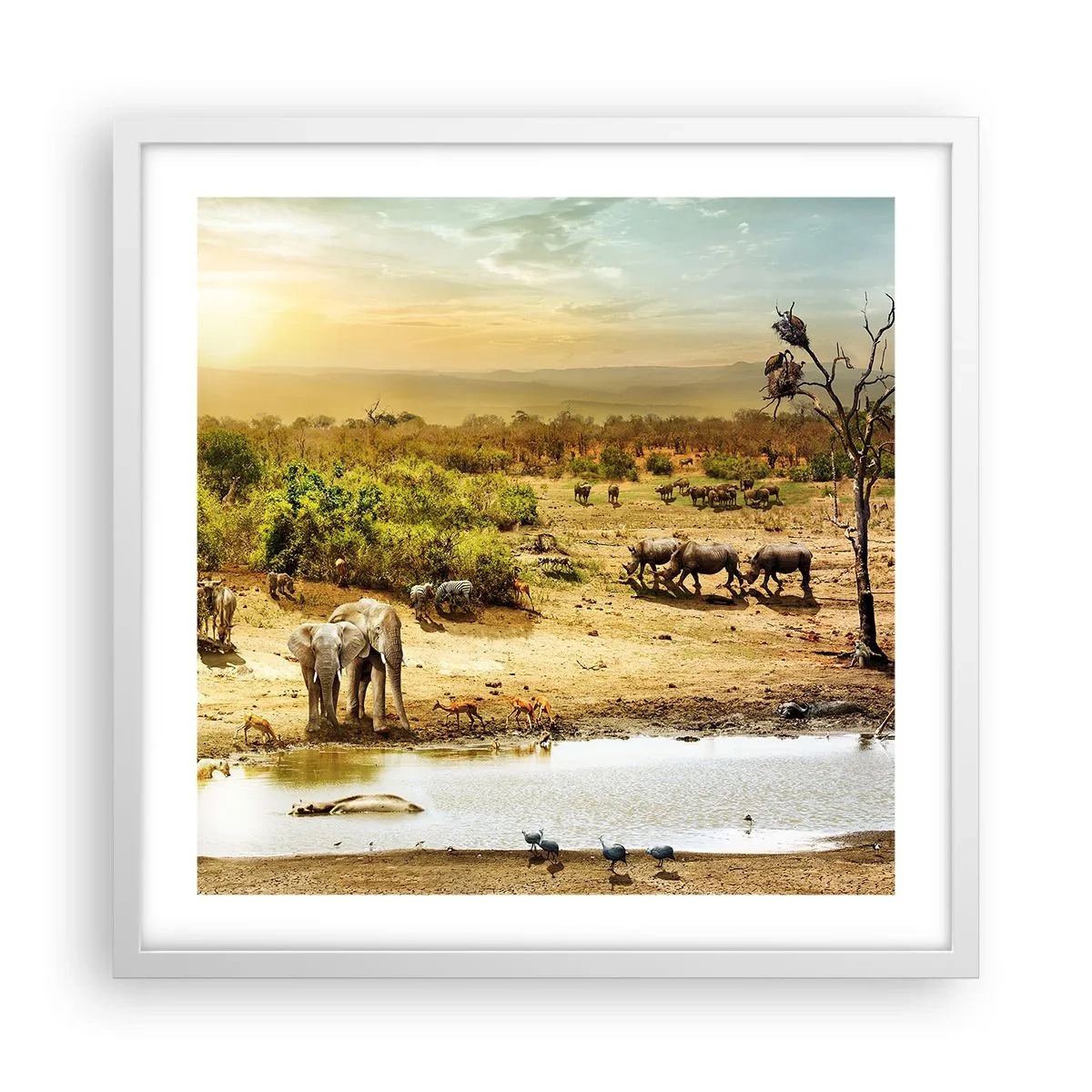 Poster in een witte lijst - "Er stroomde een rivier uit Eden …" - 50x50 cm