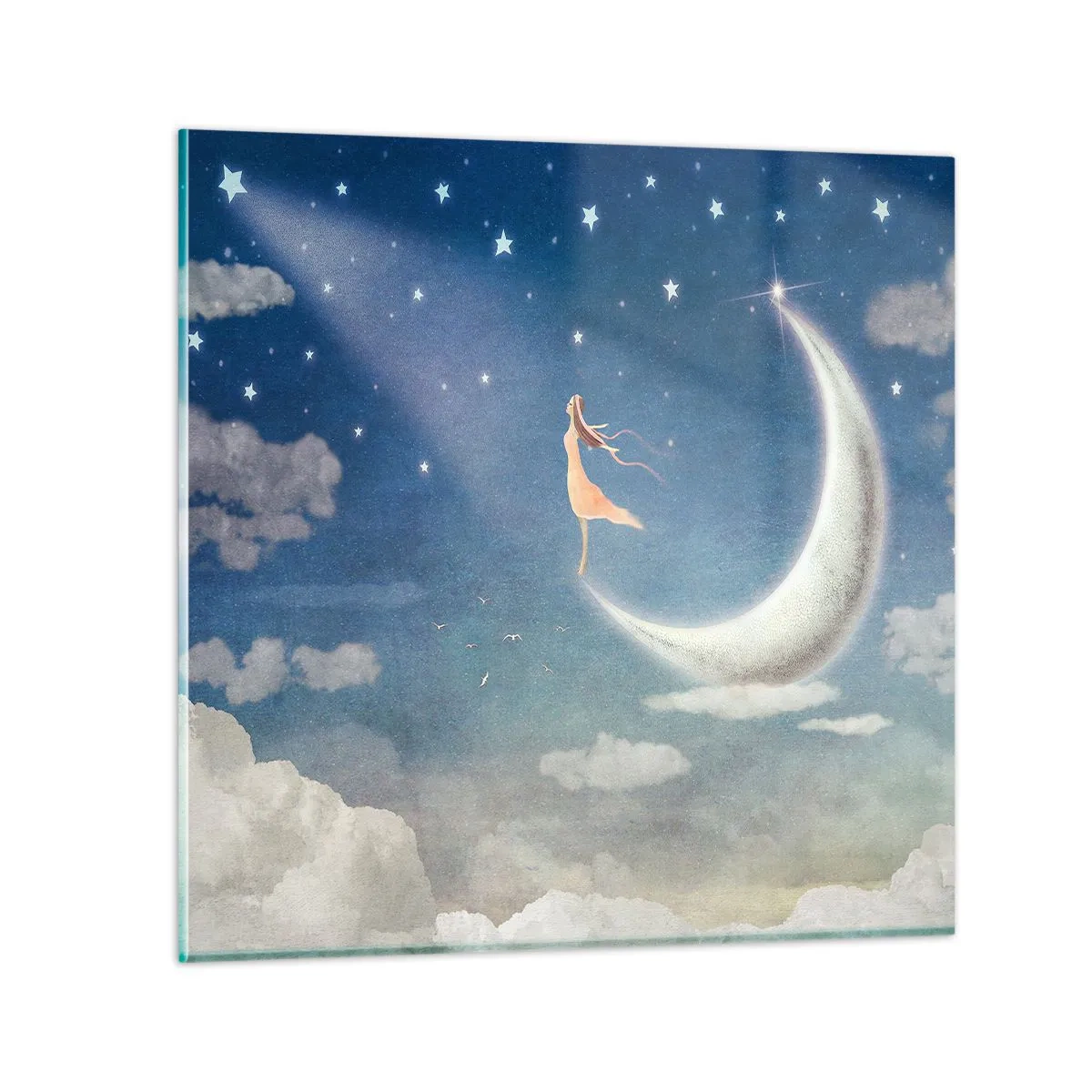 Schilderen op glas - Blauwe verleidster - 30x30 cm