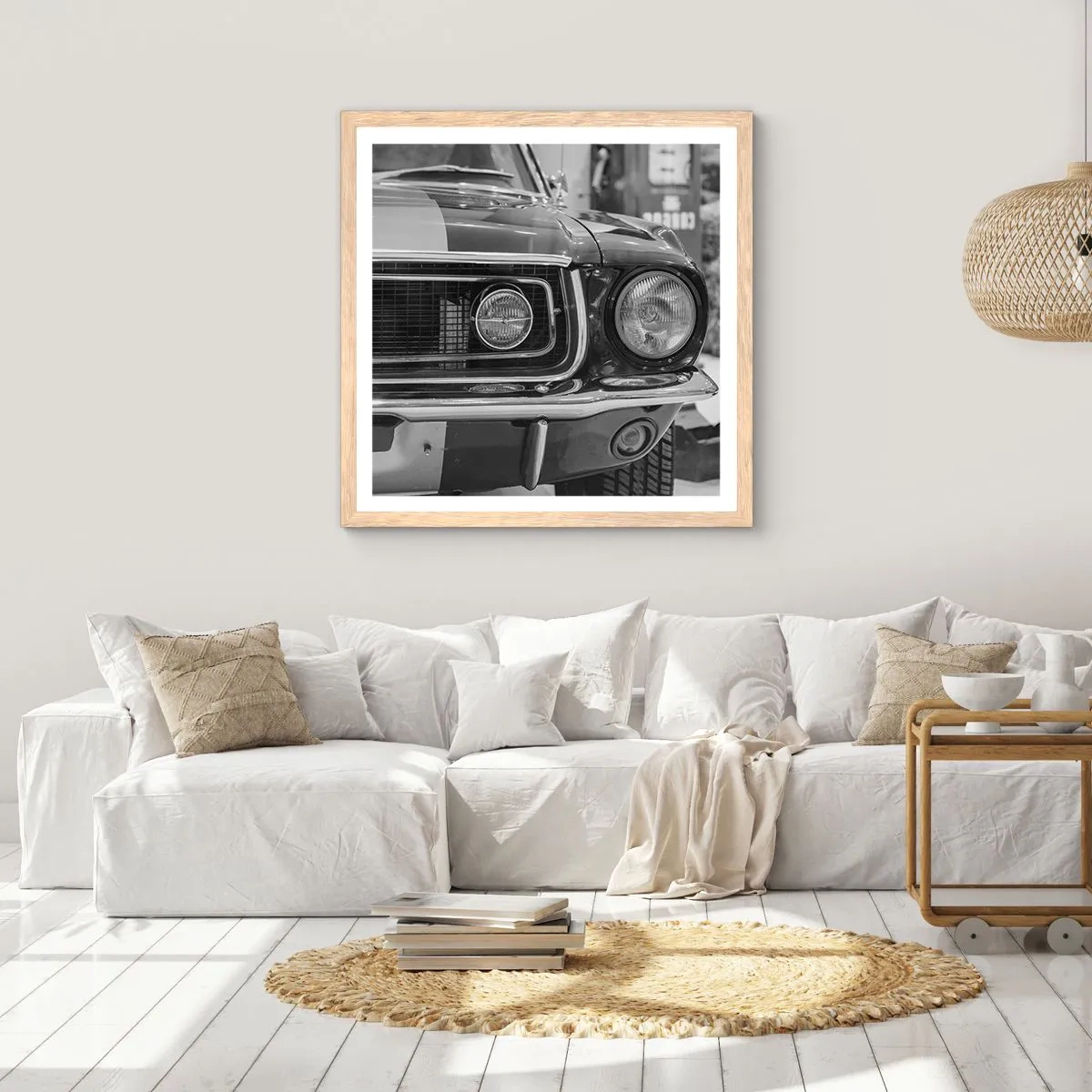 Een poster in een licht eiken lijst - Hard rijden - 60x60 cm