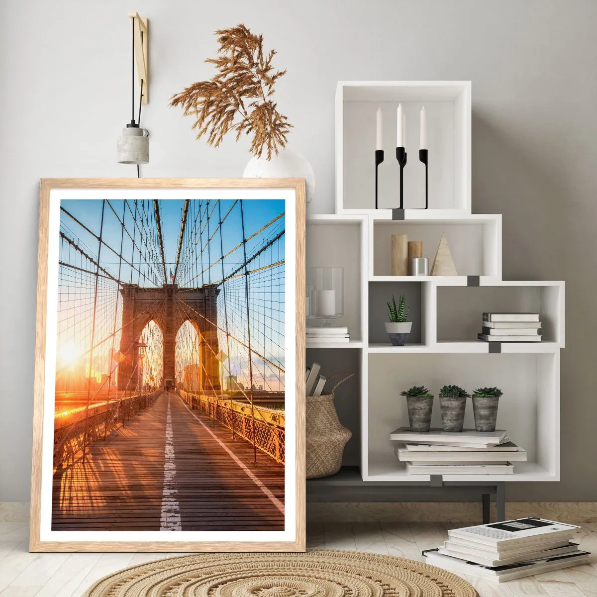 Een poster in een licht eiken lijst - Op de gouden brug - 61x91 cm