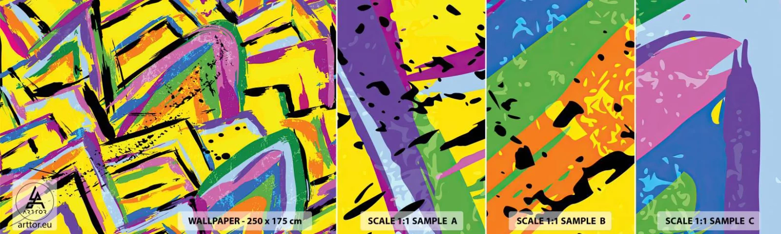 Fotobehang Monster Zelfklevend Deluxe Sticker - Tot ze schreeuwt van vreugde - Abstractie, Deel, Schilderen - 100x30 cm