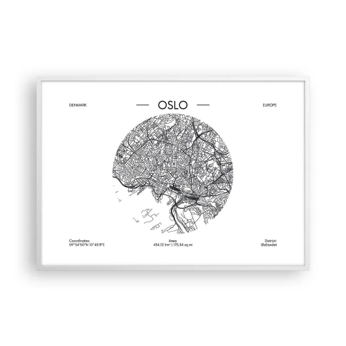 Poster in een witte lijst - Anatomie van Oslo - 100x70 cm