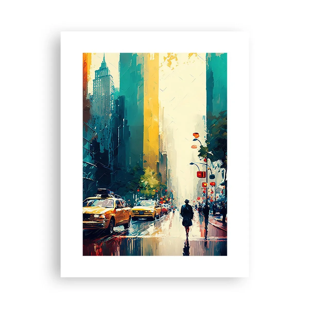 Poster - New York – zelfs de regen is hier kleurrijk - 30x40 cm