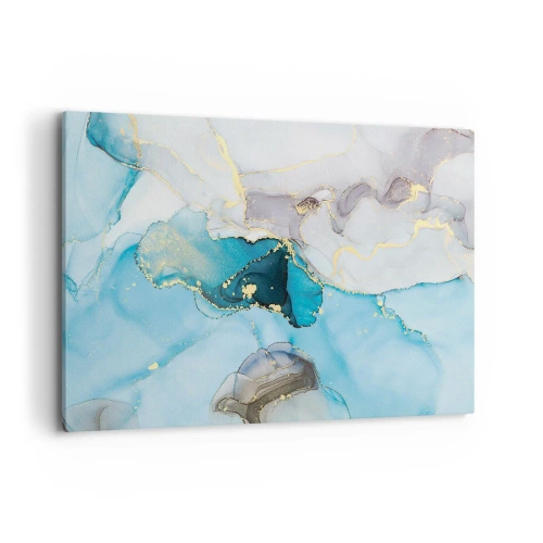 Schilderen op canvas - Een studie van de ontmoeting van grijs en turkoois - 120x80 cm