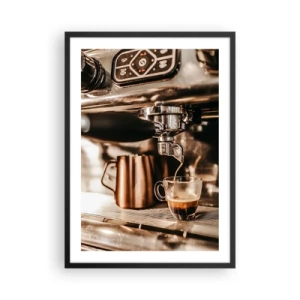 Poster in een zwarte lijst - Aromatische espresso uit de espressomachine - 50x70cm - Koffie gloed - Moderne wanddecoratie voor woonkamer en slaapkamer ARTTOR