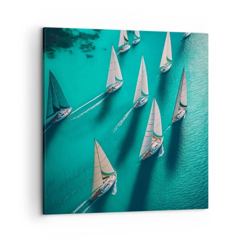Schilderen op canvas - In een wedstrijd met de wind - 50x50 cm