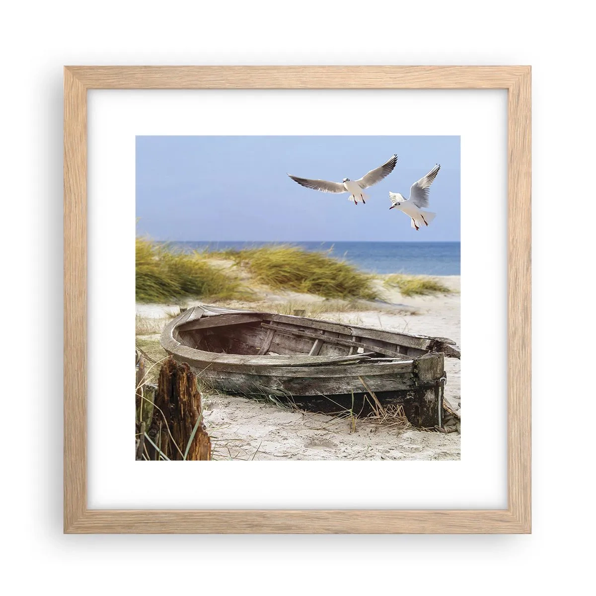 Een poster in een licht eiken lijst - Badend in de wind - 30x30 cm