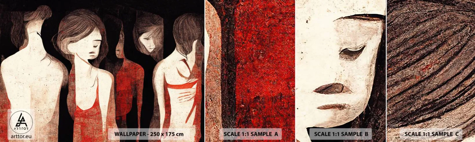 Fotobehang Staaltje Standard Eco - Madonna's van duisternis - Vrouwen, Deel, Droefheid - 100x30 cm