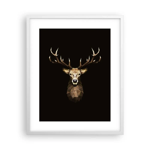 Poster in een witte lijst - Kubistische herten - 40x50 cm