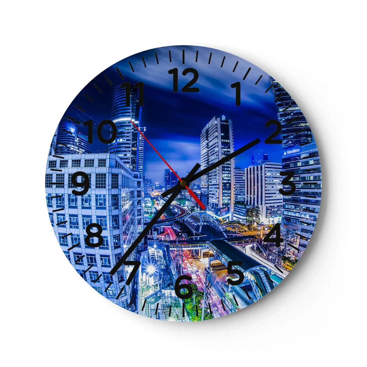Wandklok - Klok - Ritmes van de nachtstad - 40x40 cm