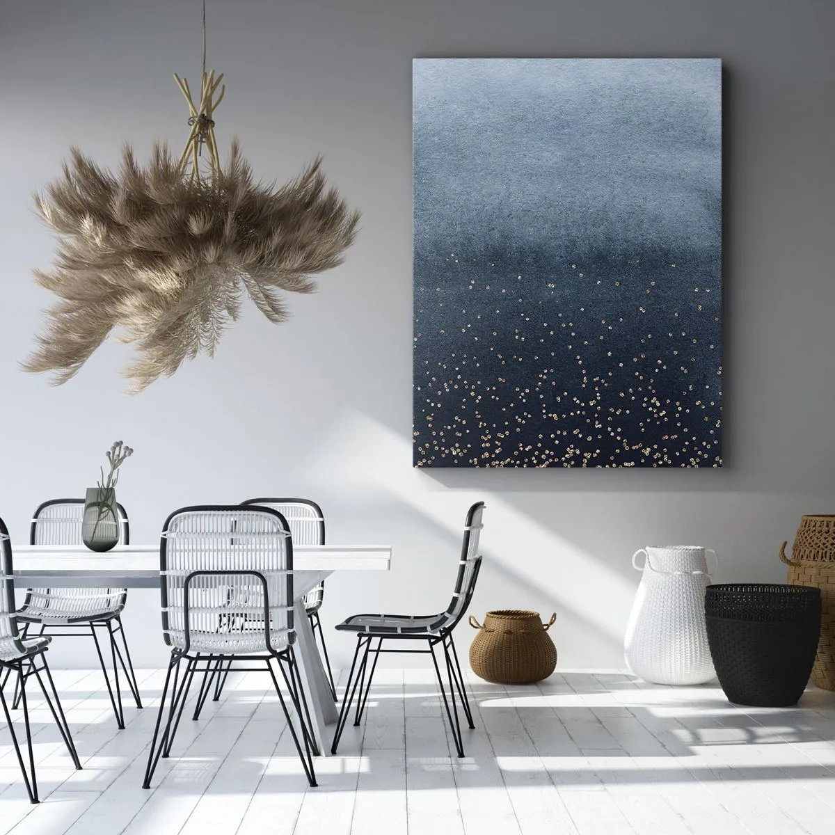 Schilderen op canvas - Samenstelling - blauwe fasen - 70x100 cm