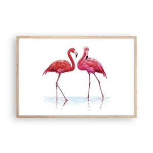 Een poster in een licht eiken lijst - Roze randez-vous - 91x61 cm