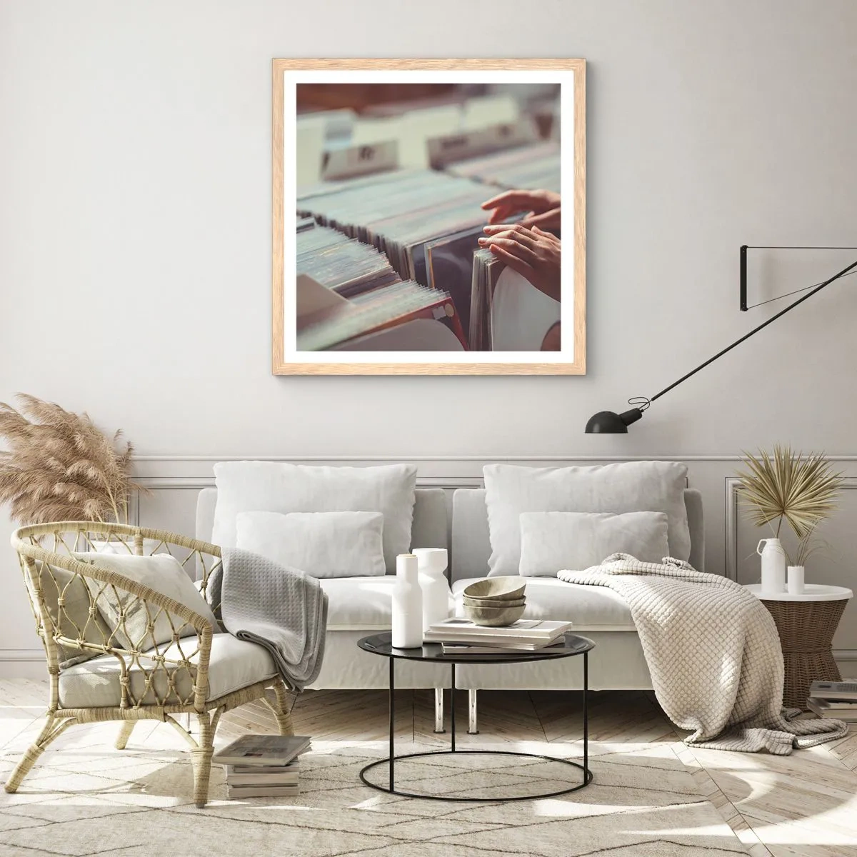 Een poster in een licht eiken lijst - Op zoek naar emoties - 60x60 cm