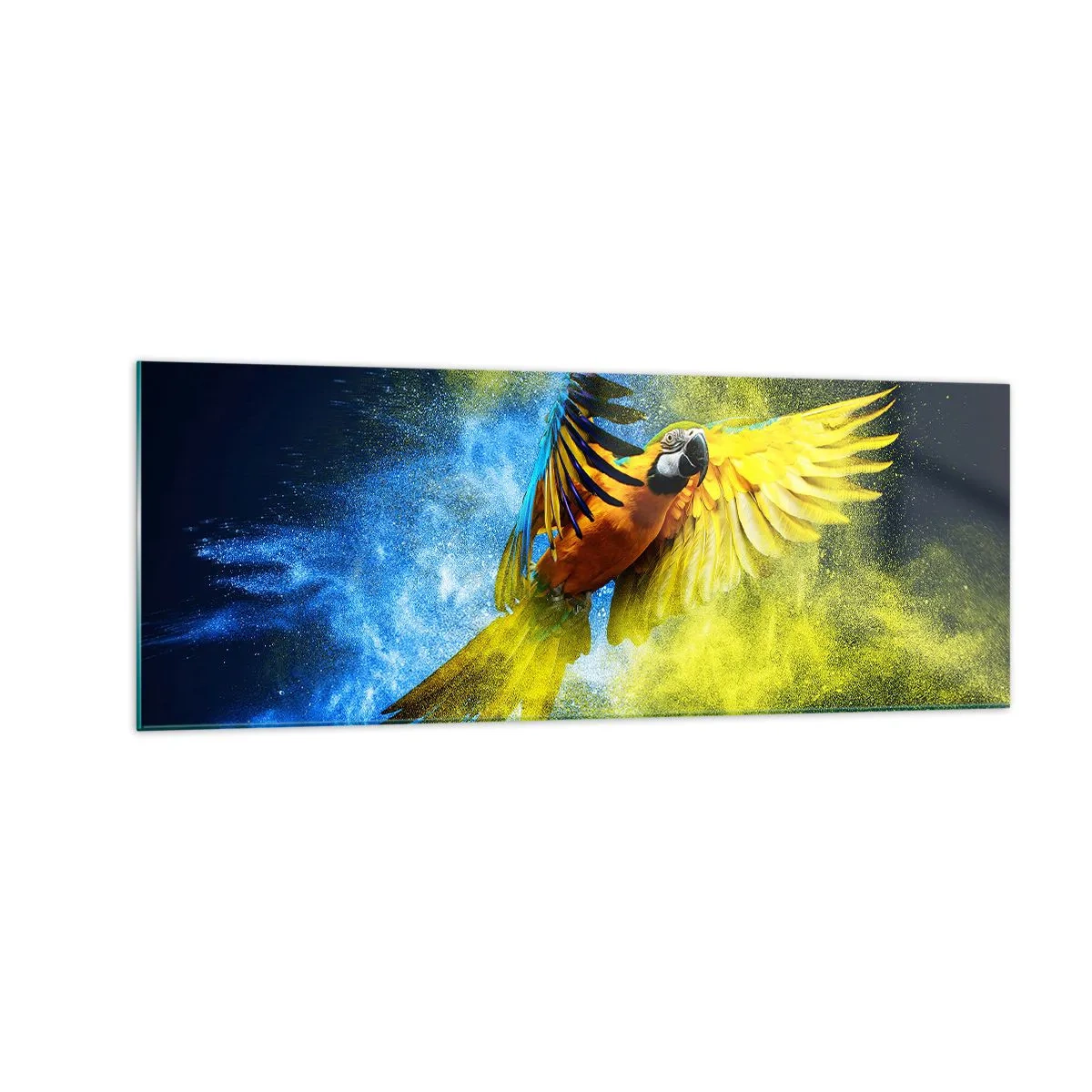 Schilderen op glas - In het blauwe en gouden stof - 140x50 cm