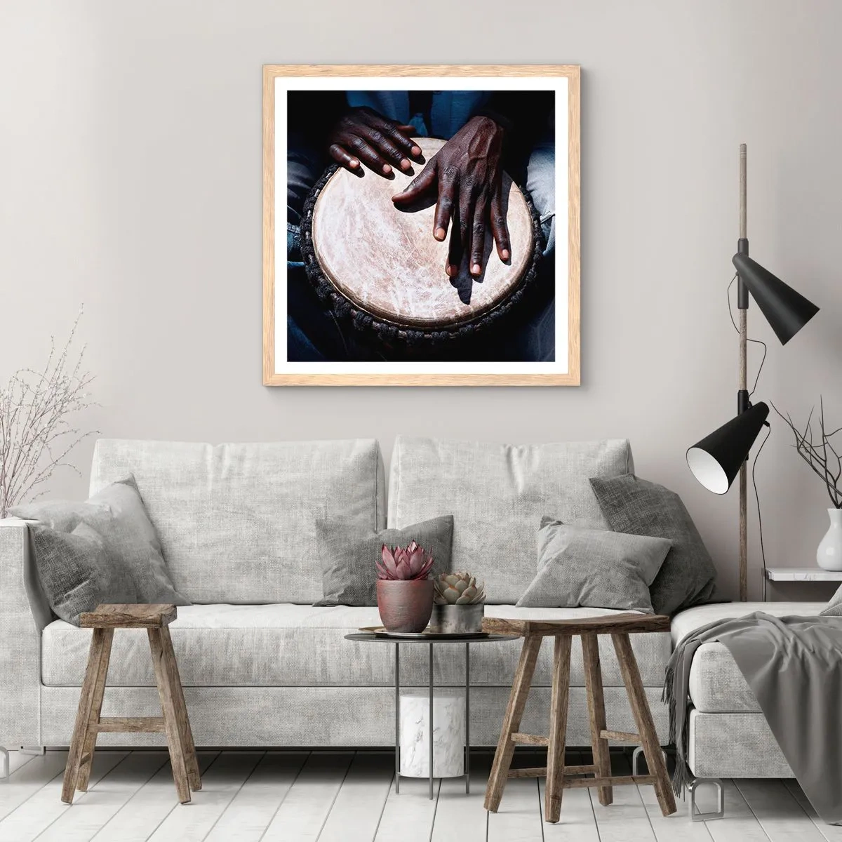 Een poster in een licht eiken lijst - Leef in je eigen ritme - 50x50 cm