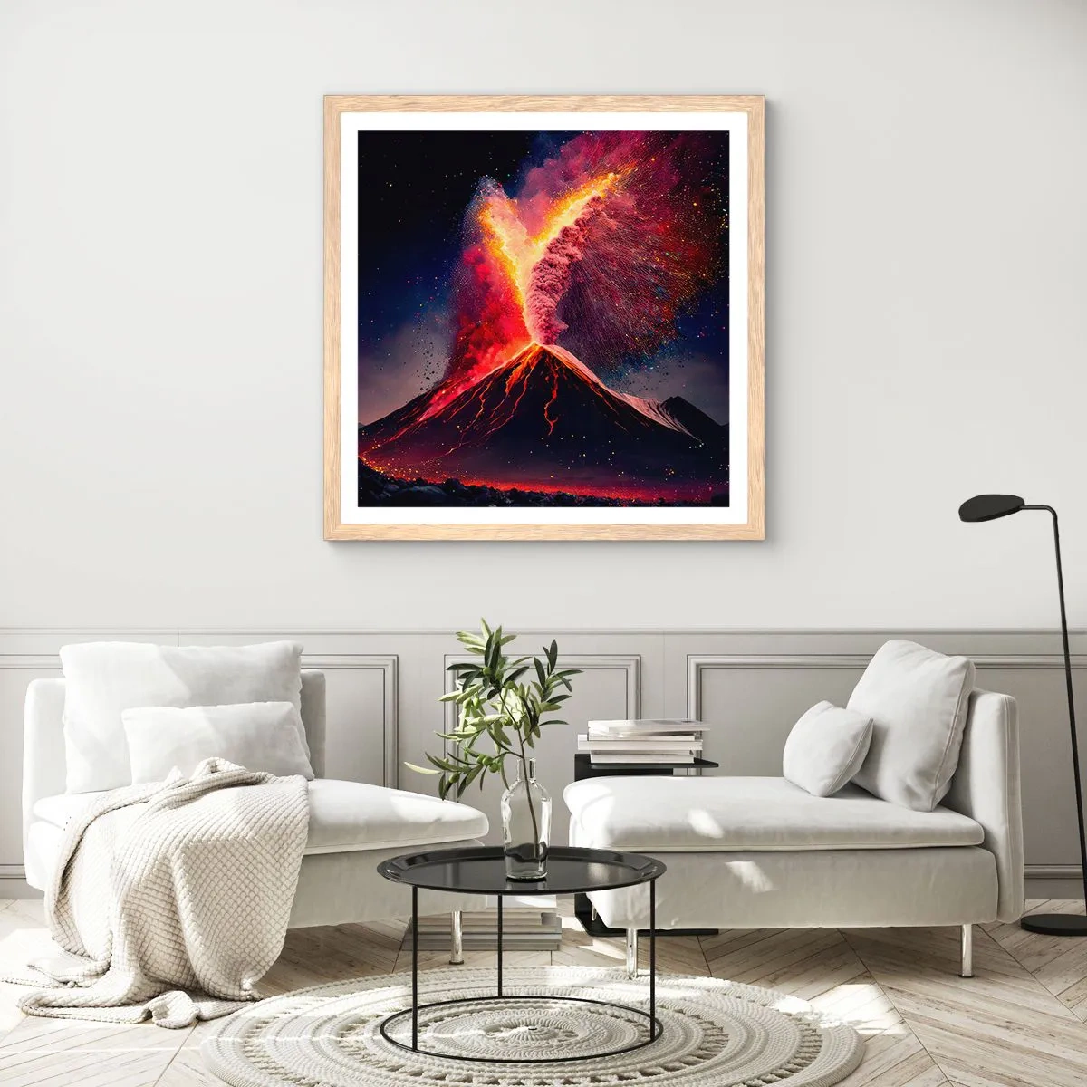 Een poster in een licht eiken lijst - Schoonheid en verschrikking - 60x60 cm