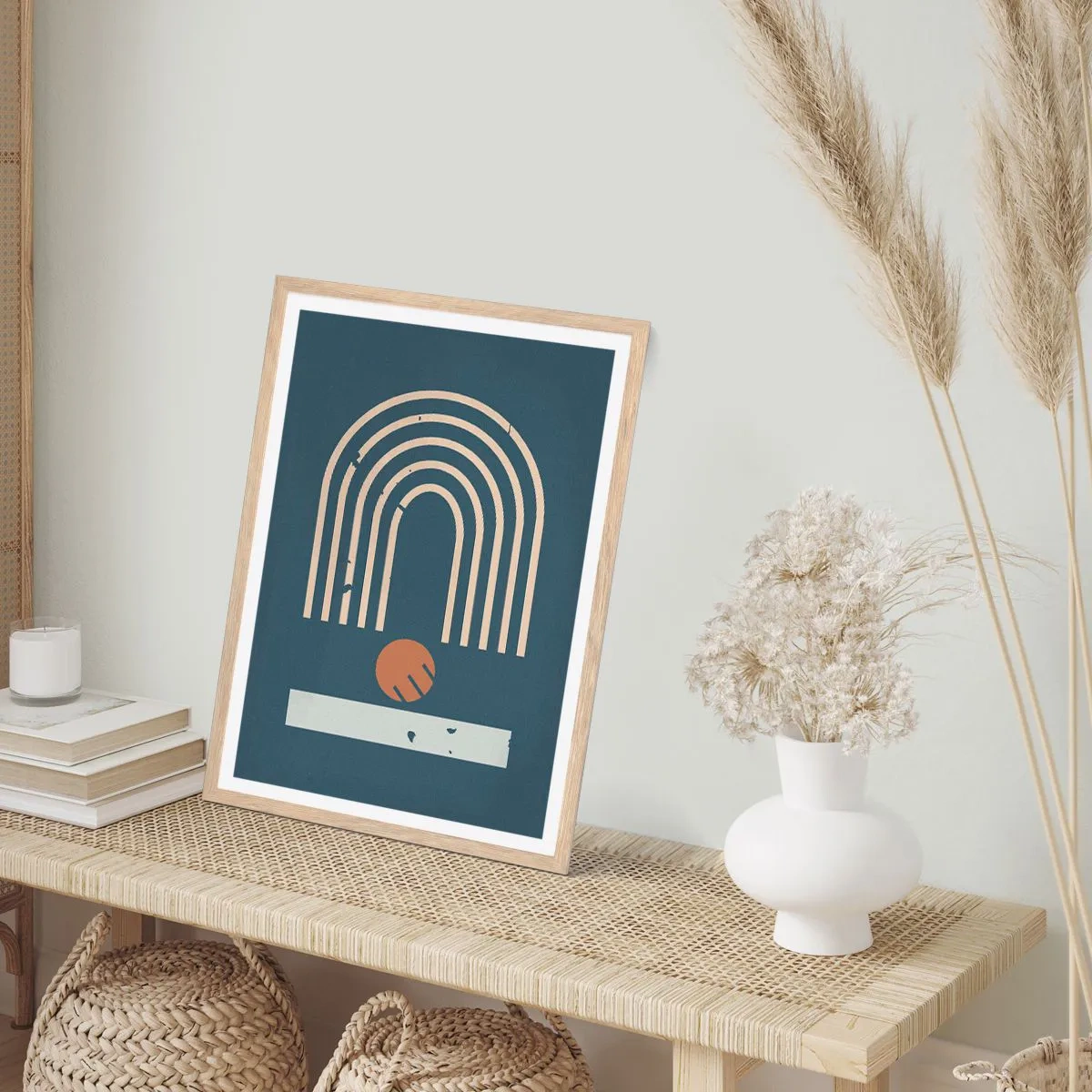 Een poster in een licht eiken lijst - Geometrie op de granaatappel - 40x50 cm