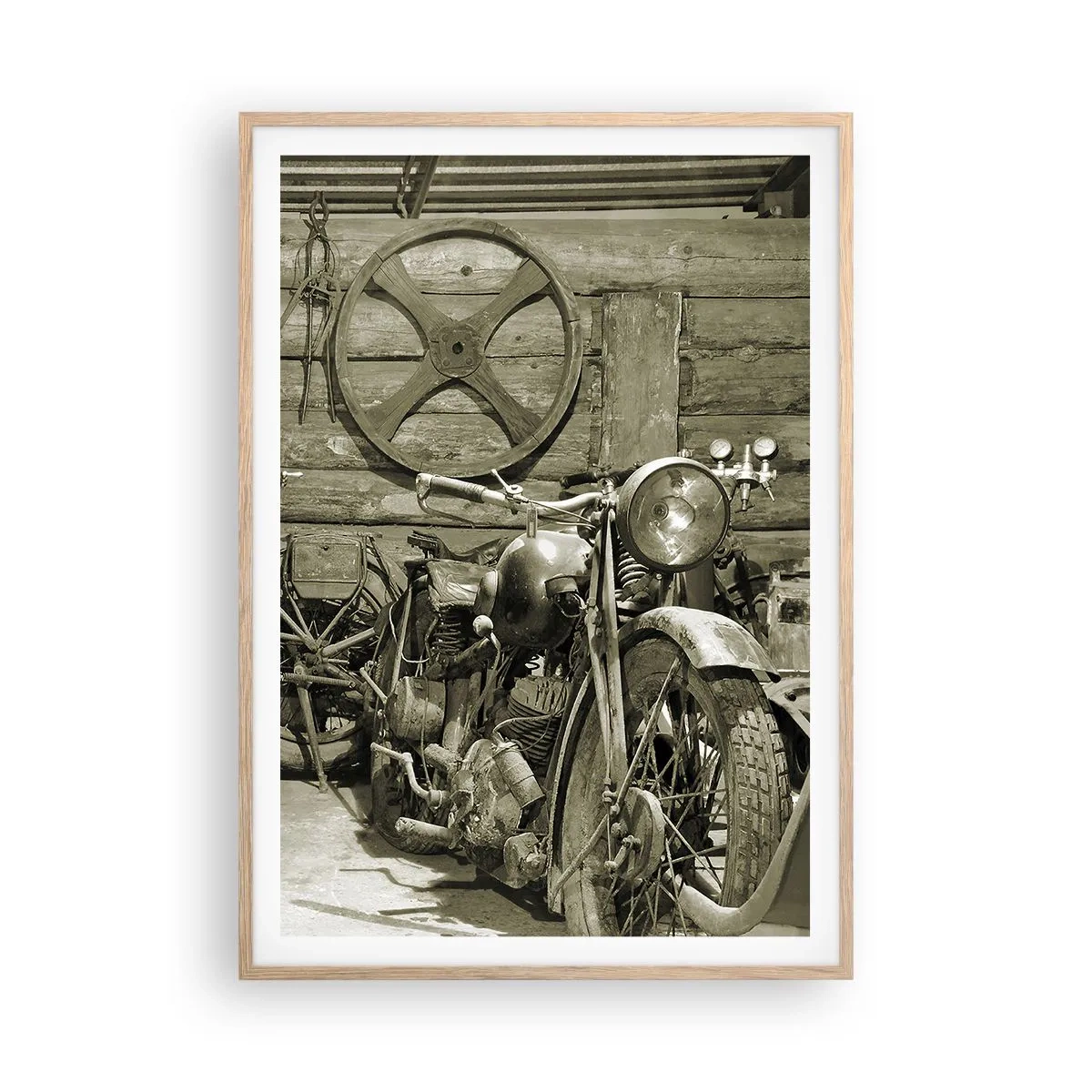Een poster in een licht eiken lijst - In de schuur van oom Władek - 70x100 cm