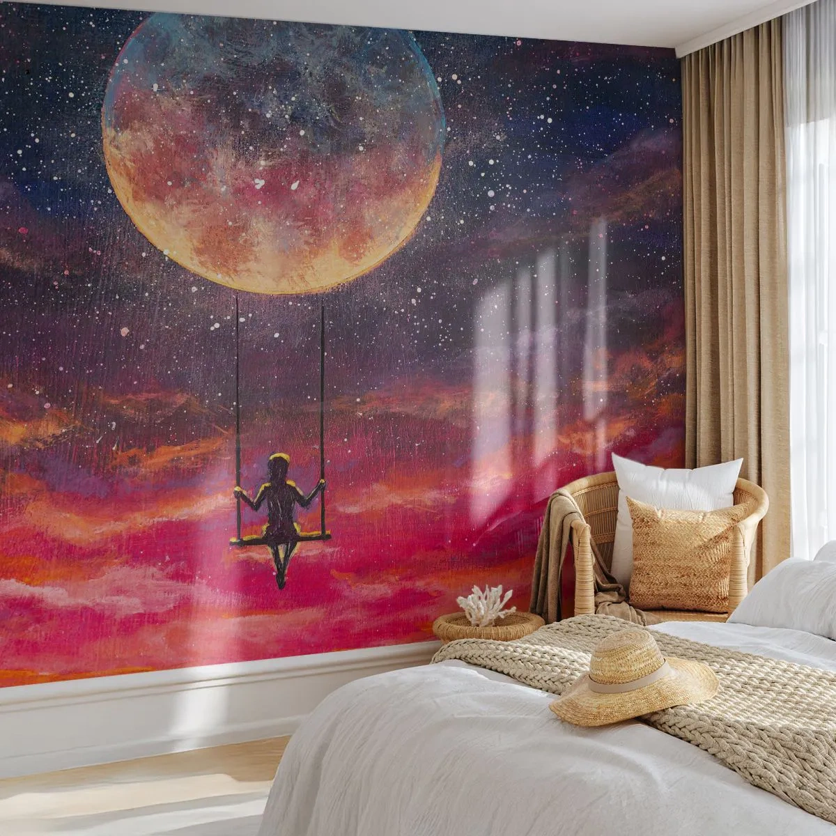 Fotobehang Premium Canvas - Droom - Abstractie, Fantasie, Maan - 250x175 cm