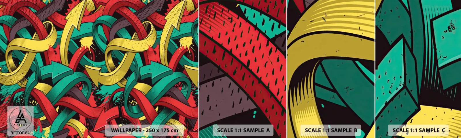 Fotobehang Staaltje Standard Eco - Welke weg naar het doel? - Abstractie, Deel, Stripboek - 100x30 cm