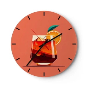 Wandklok - Klok - Een glas zomerdrankje met een sinaasappelschijfje en ijs - 30x30cm - Zomerse verfrissing - Moderne wanddecoratie voor woonkamer, keuken en slaapkamer ARTTOR
