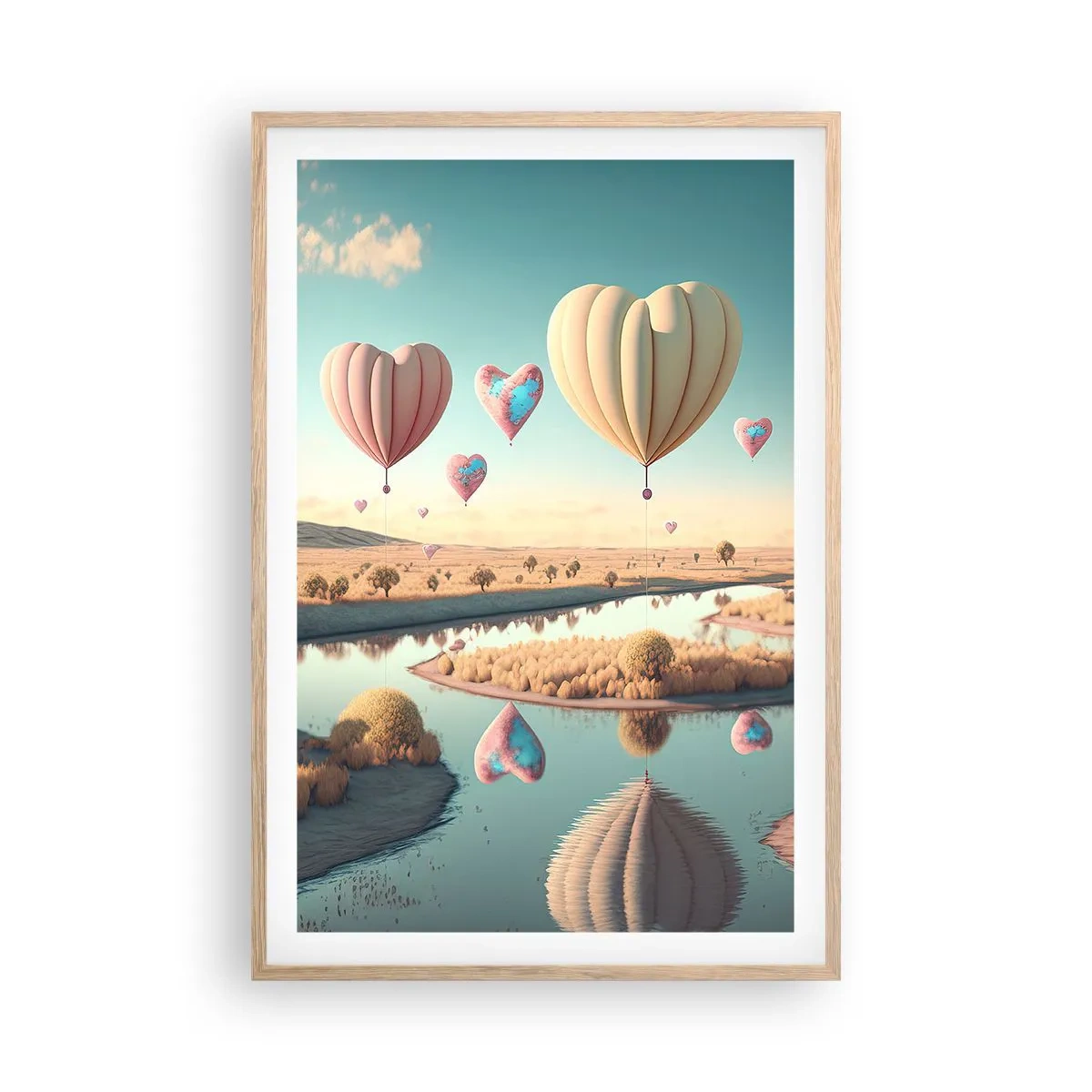Een poster in een licht eiken lijst - Liefde laat je vliegen - 61x91 cm