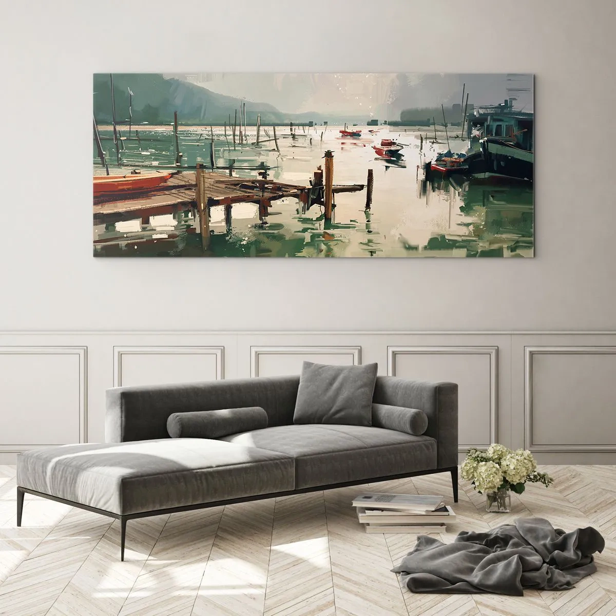 Schilderen op glas - Gedrenkt in een gesmolten maan - 120x50 cm