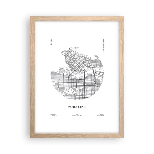 Een poster in een licht eiken lijst - Anatomie van Vancouver - 30x40 cm