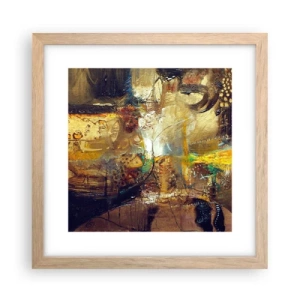 Een poster in een licht eiken lijst - Koud, warmer, heet - 30x30 cm